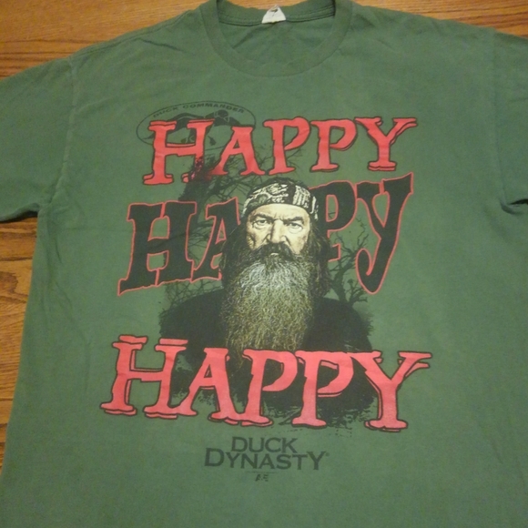 ๐ฆ Phil Robertson Duck Commander Shirt Army Green Vtg 2012 Happy Happy Happy ๐ - Picture 2 of 11